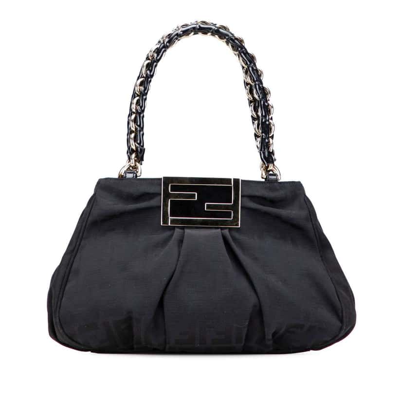 Fendi Small Zucca Canvas Mia Chain Tote Black Canvas Good condition - Front View