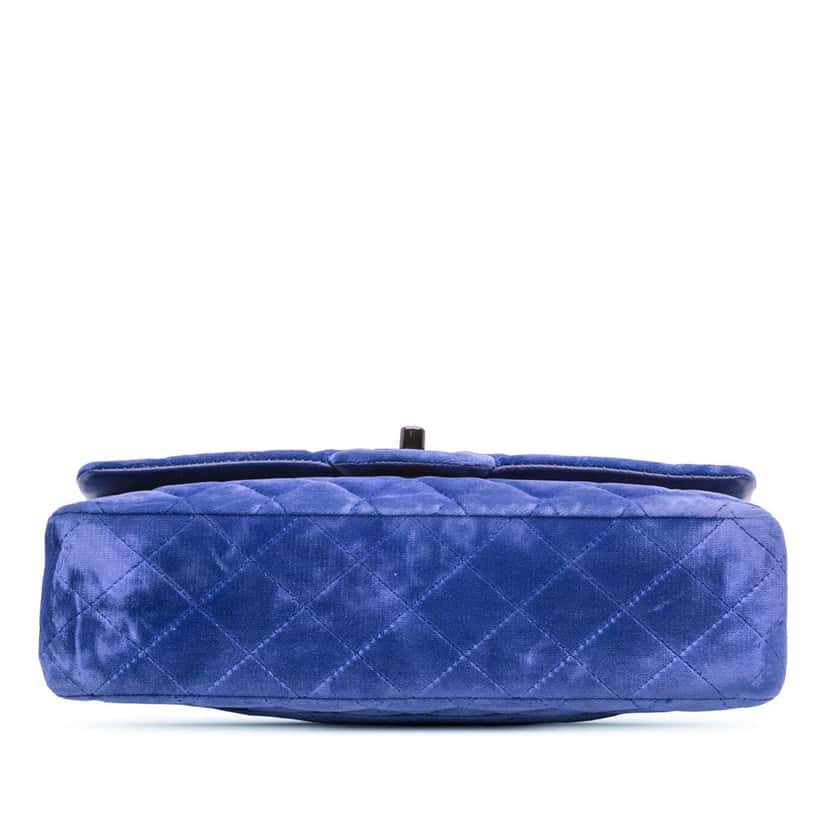 Chanel Medium Classic Velvet Double Flap Blue Velvet Good condition - Inside View