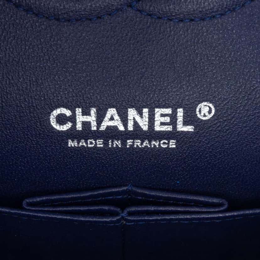Chanel Medium Classic Velvet Double Flap Blue Velvet Good condition - Box View