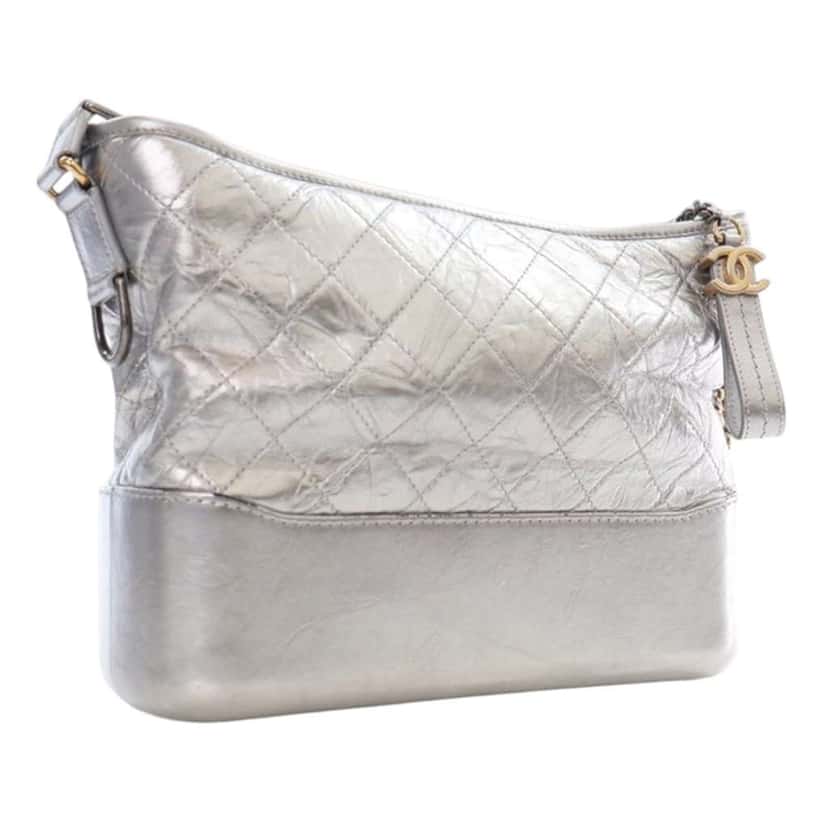 Chanel Medium Metallic Aged Calfskin Gabrielle Crossbody Silver Leather Good condition - Back View