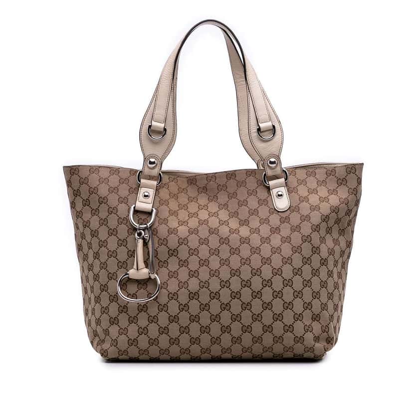 Gucci Medium GG Canvas Icon Bit Tote Brown Canvas Good condition - Front View