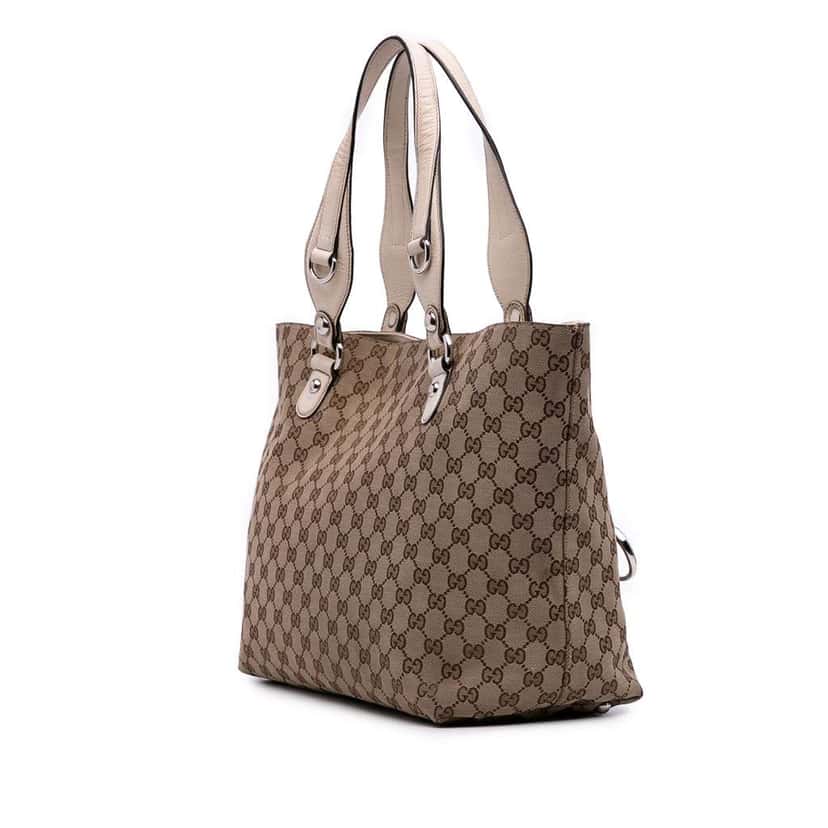 Gucci Medium GG Canvas Icon Bit Tote Brown Canvas Good condition - Back View