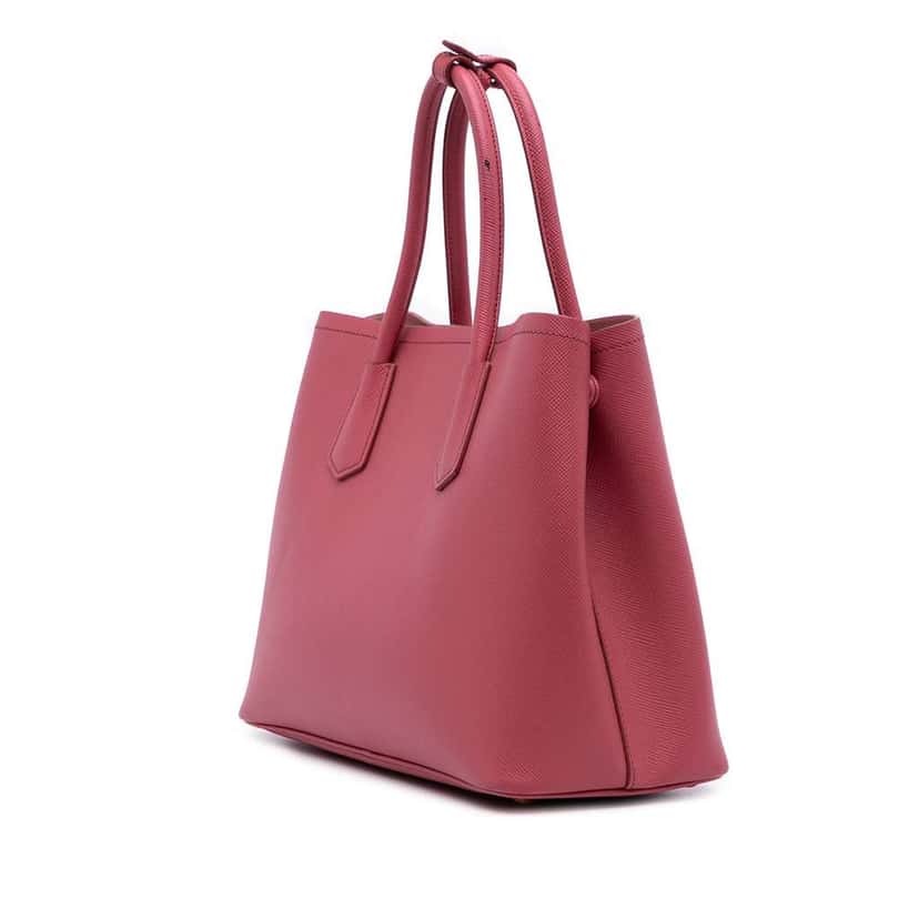 Prada Medium Saffiano Cuir Double Satchel Pink Leather Good condition - Back View