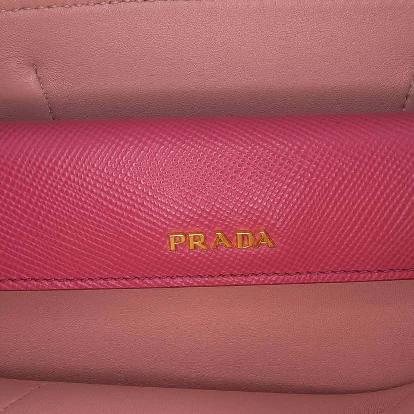 Prada Medium Saffiano Cuir Double Satchel Pink Leather Good condition - Box View