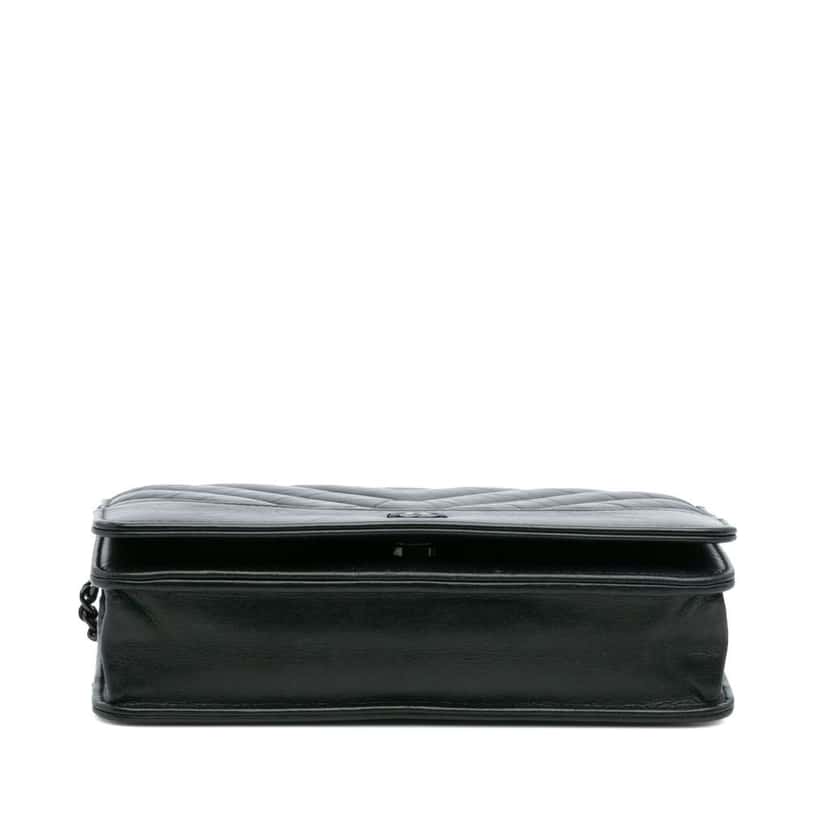 Chanel Chevron Aged Calfskin Gabrielle Wallet On Chain Black Leather Good condition - Inside View