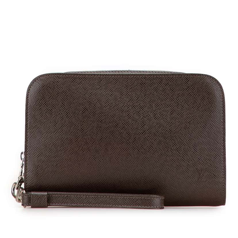 Louis Vuitton Taiga Pochette Baikal Brown Leather Good condition - Front View
