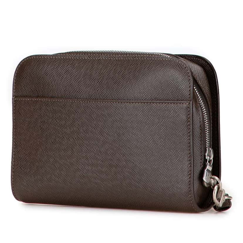 Louis Vuitton Taiga Pochette Baikal Brown Leather Good condition - Back View