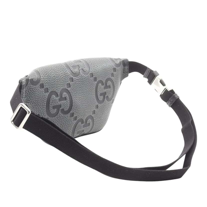 Gucci Small Leather Jumbo GG Belt Bag Grey Leather Very good condition - Back View