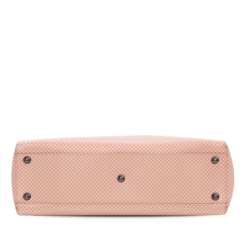 Fendi Medium Checkered Leather Sequin Peekaboo Iconic Satchel Pink Leather Good condition - Inside View