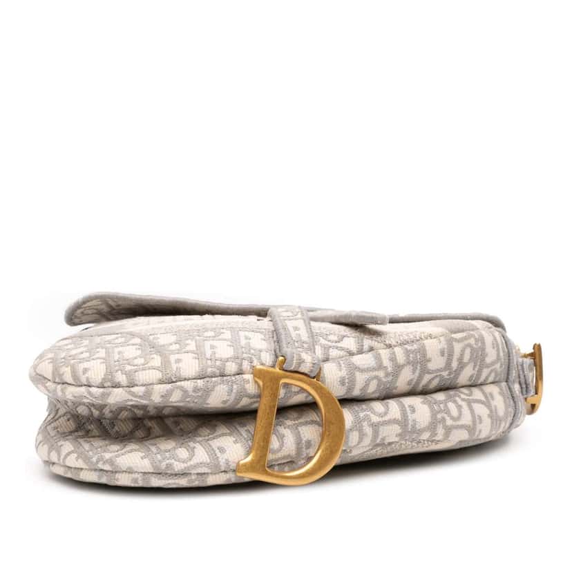 Dior Oblique Embroidered Canvas Saddle Bag Grey Canvas Good condition - Inside View