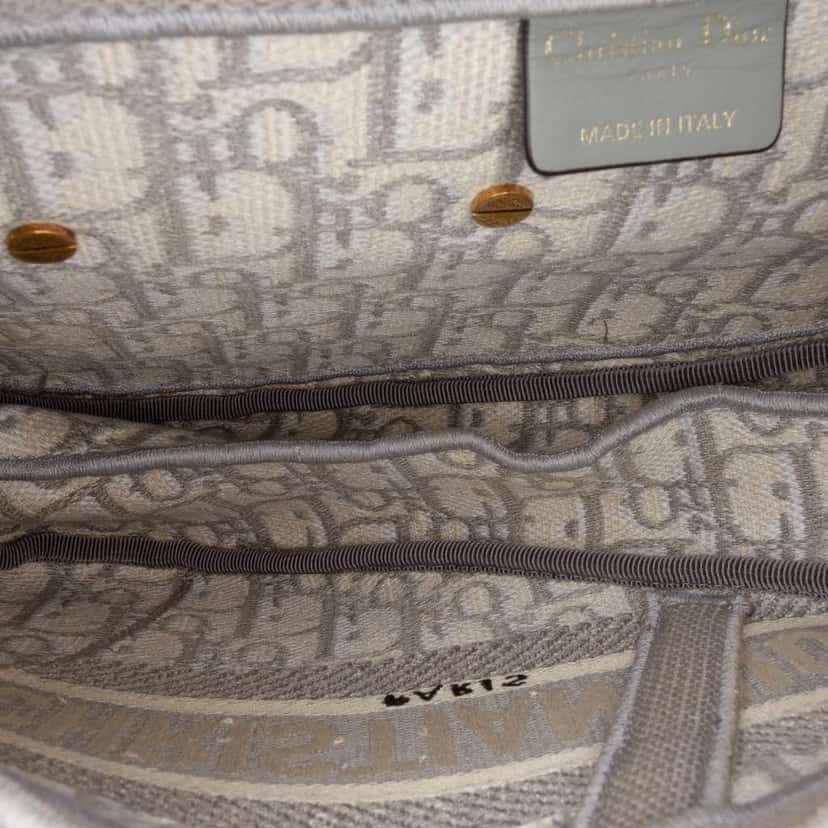 Dior Oblique Embroidered Canvas Saddle Bag Grey Canvas Good condition - Model View