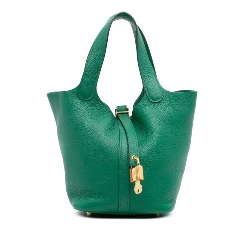 Hermès Clemence Picotin Lock 18 Green Leather Good condition - Front View
