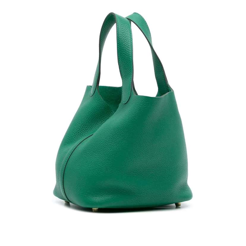 Hermès Clemence Picotin Lock 18 Green Leather Good condition - Back View