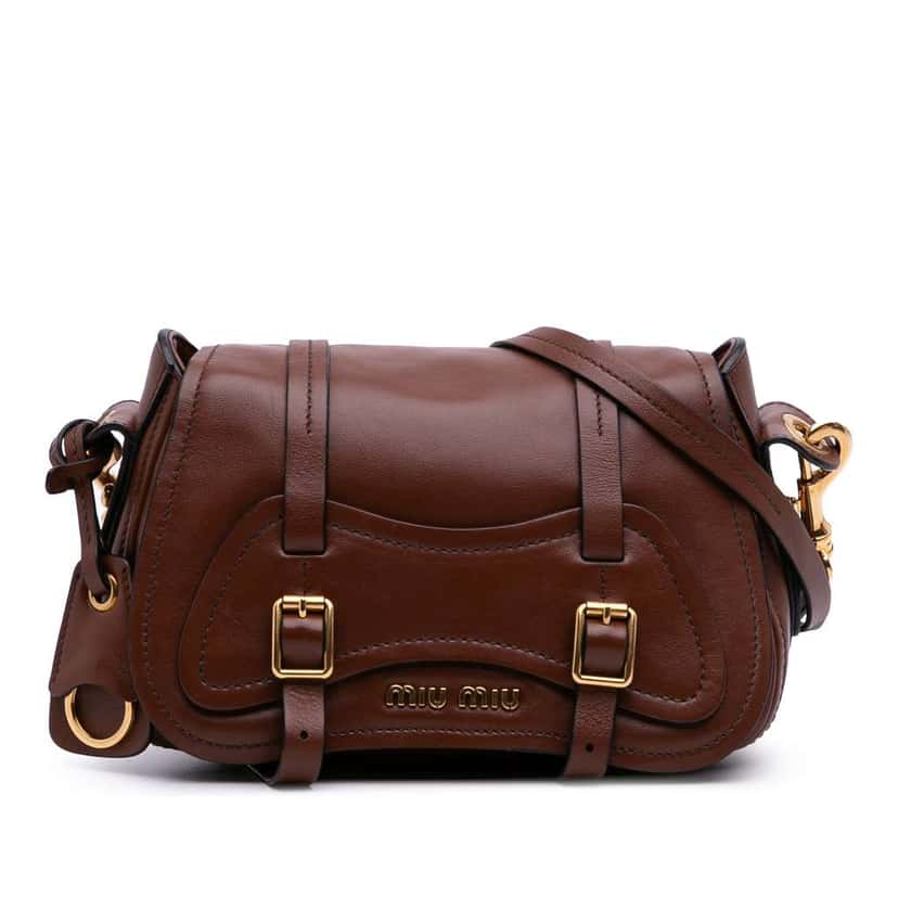 Miu Miu Grace Lux Briefcase Crossbody Brown Leather Good condition - Front View