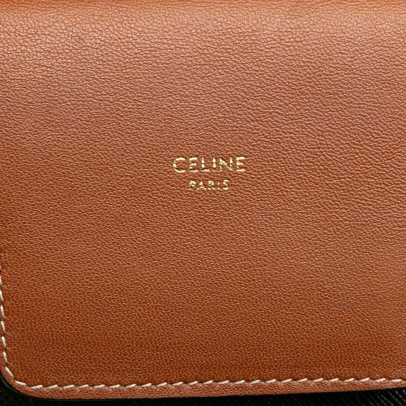 Celine Triomphe Coated Canvas Phone Pouch Flap Crossbody Brown Canvas Good condition - Box View