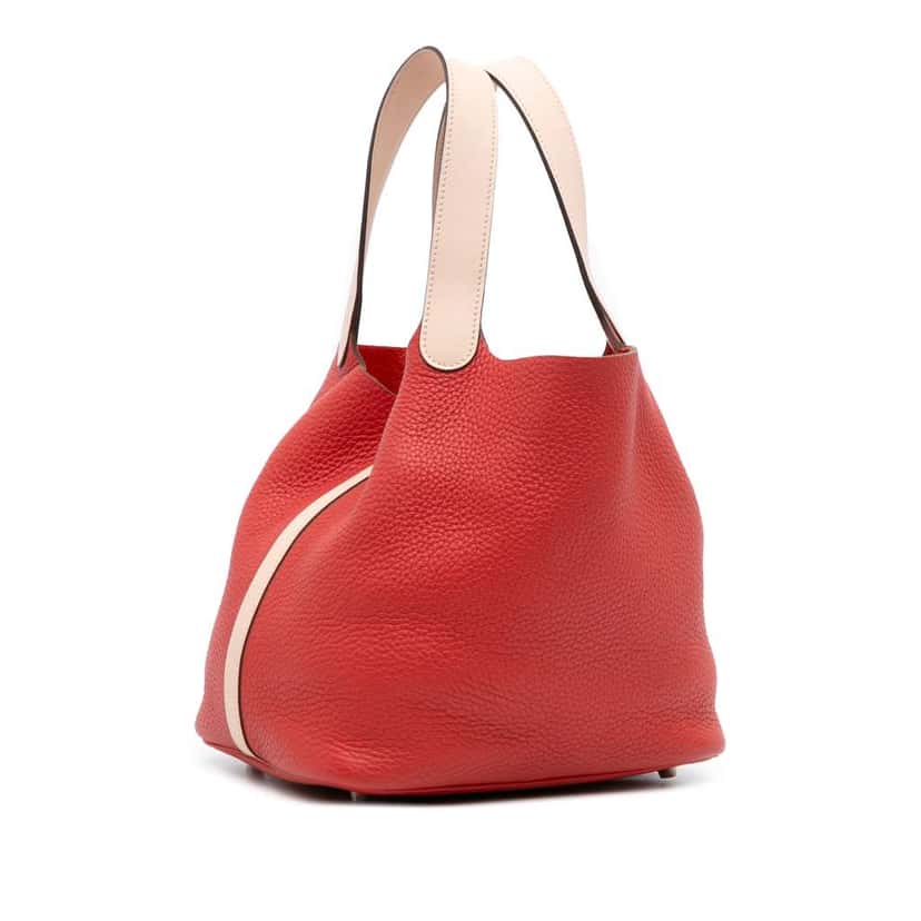 Hermès Bicolor Clemence and Swift Picotin Lock 22 Red Leather Good condition - Back View