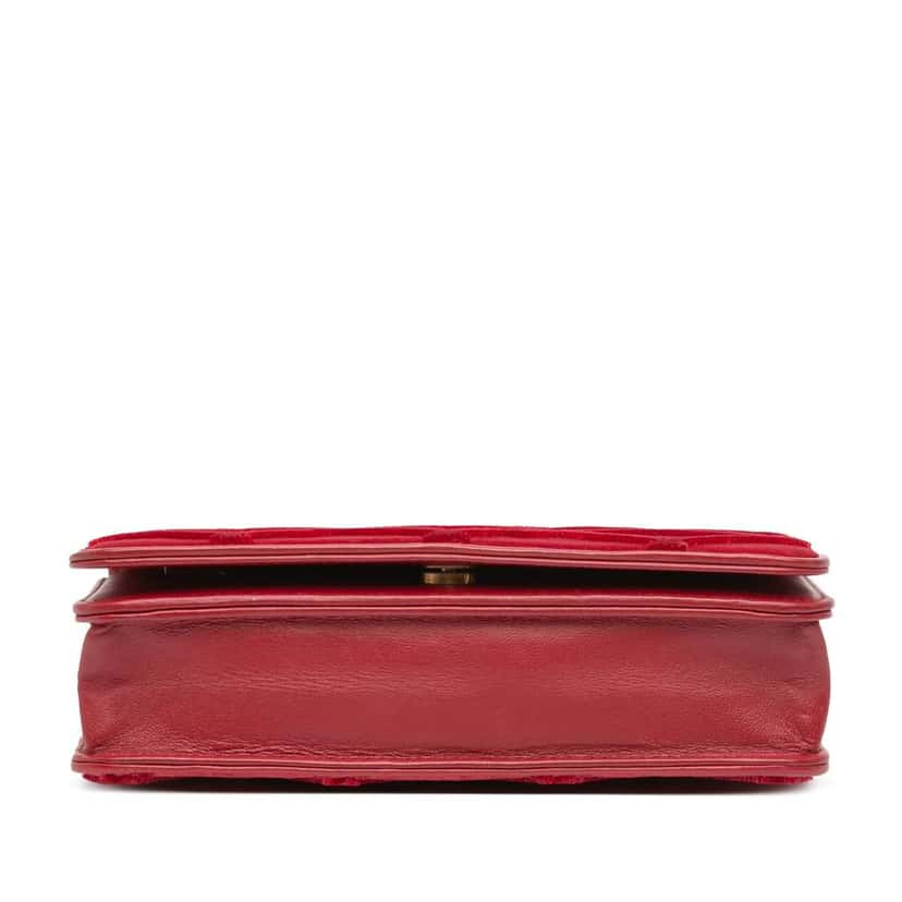 Chanel CC Quilted Velvet Wallet on Chain Red Velvet Good condition - Inside View