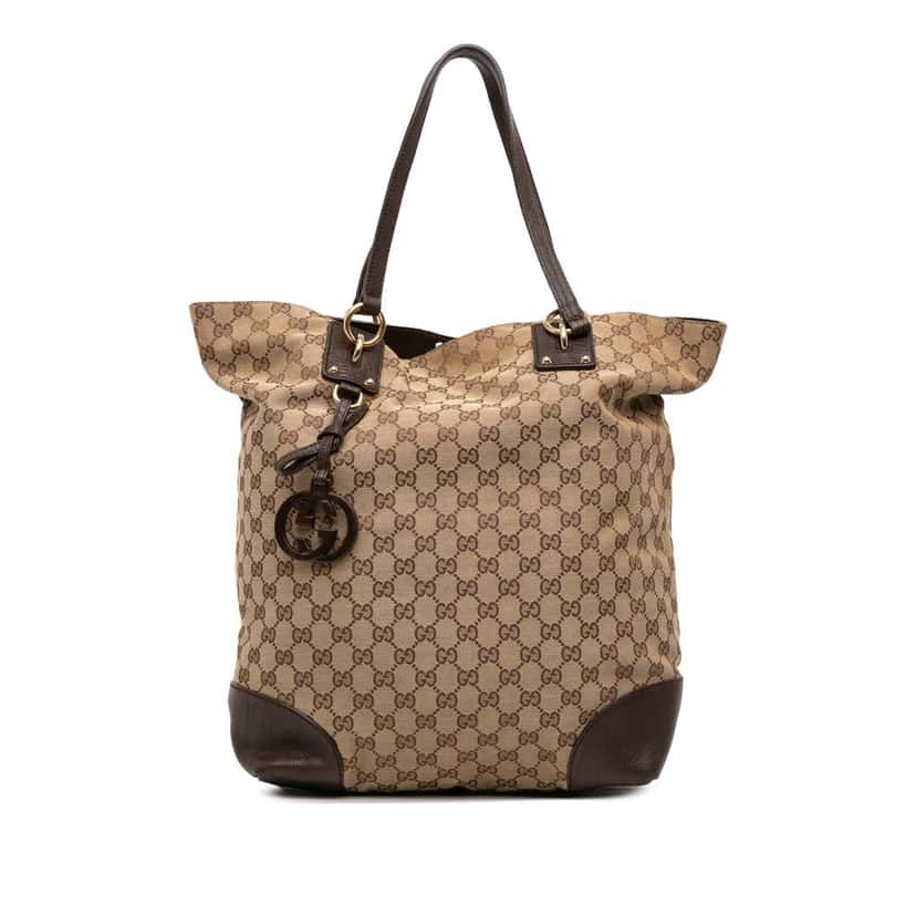Gucci Large GG Canvas GG Charm Tote Brown Canvas Good condition - Front View