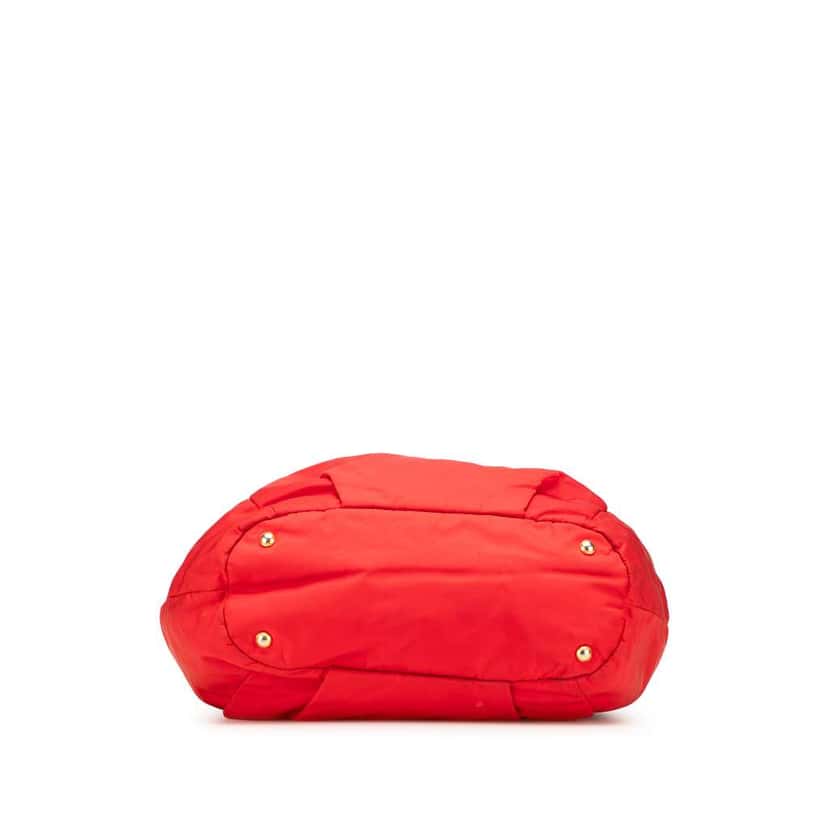 Prada Vitello Daino Trimmed Tessuto Satchel Red Good condition - Inside View