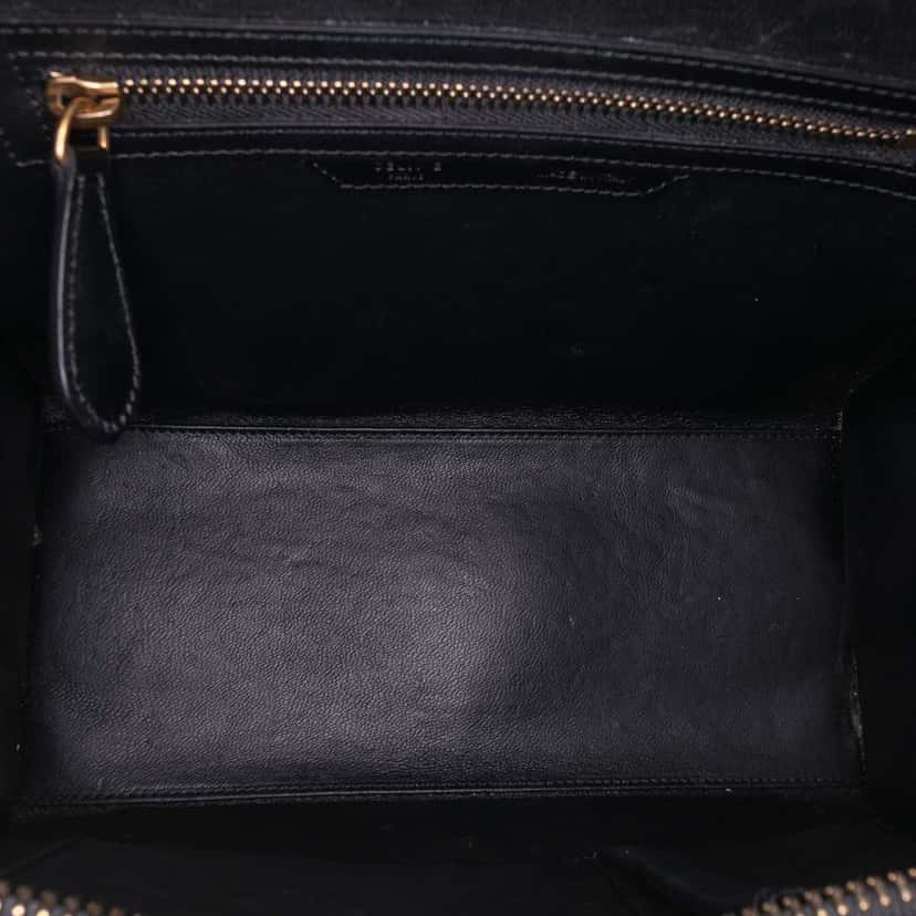 Celine Micro Tricolor Felt Wool and Calfskin Luggage Tote Brown Wool Good condition - Model View