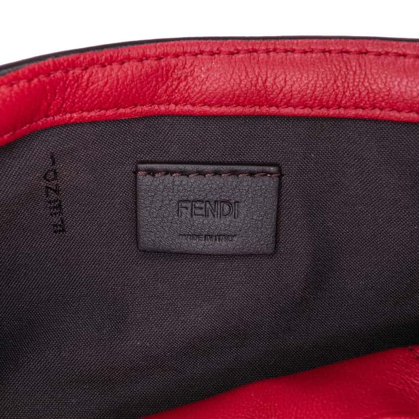 Fendi Mini Zucca Embossed Leather Baguette Satchel Red Leather Good condition - Box View