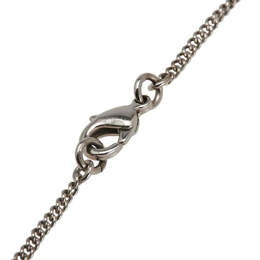 Chanel Silver Plated CC Rhinestones Pendant Necklace Silver Metal Good condition - Inside View