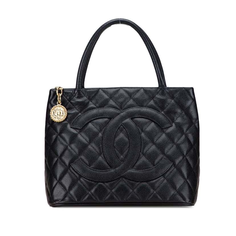 Chanel Caviar Medallion Tote Black Leather Good condition - Front View