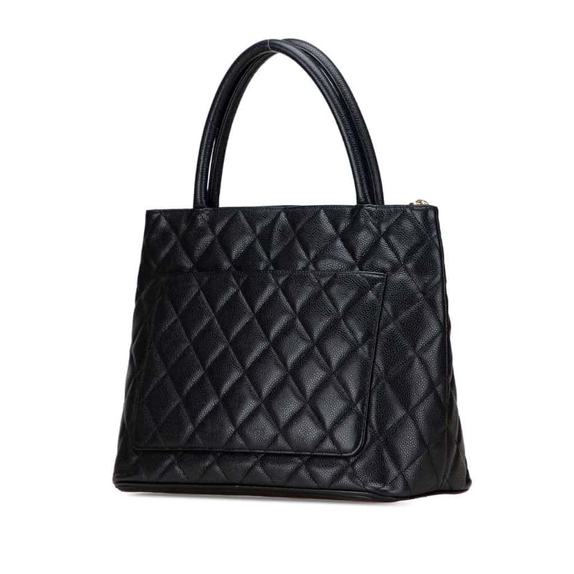 Chanel Caviar Medallion Tote Black Leather Good condition - Back View