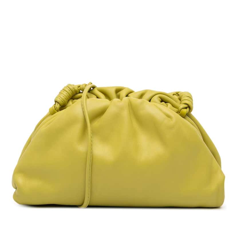 Bottega Veneta Lambskin The Mini Pouch Crossbody Yellow Leather Good condition - Front View