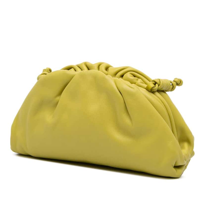 Bottega Veneta Lambskin The Mini Pouch Crossbody Yellow Leather Good condition - Back View