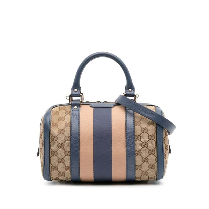 Gucci Small GG Canvas Web Joy Boston Bag Brown Canvas Good condition - Front View