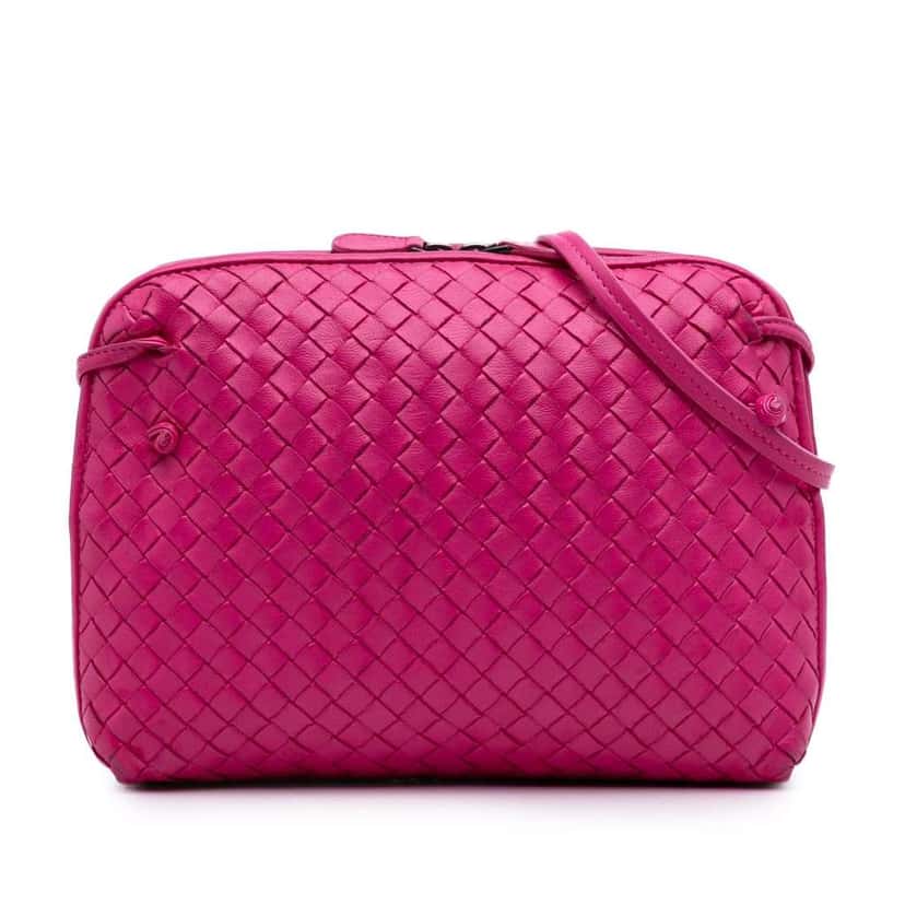 Bottega Veneta Nappa Intrecciato Nodini Crossbody Pink Leather Very good condition - Front View