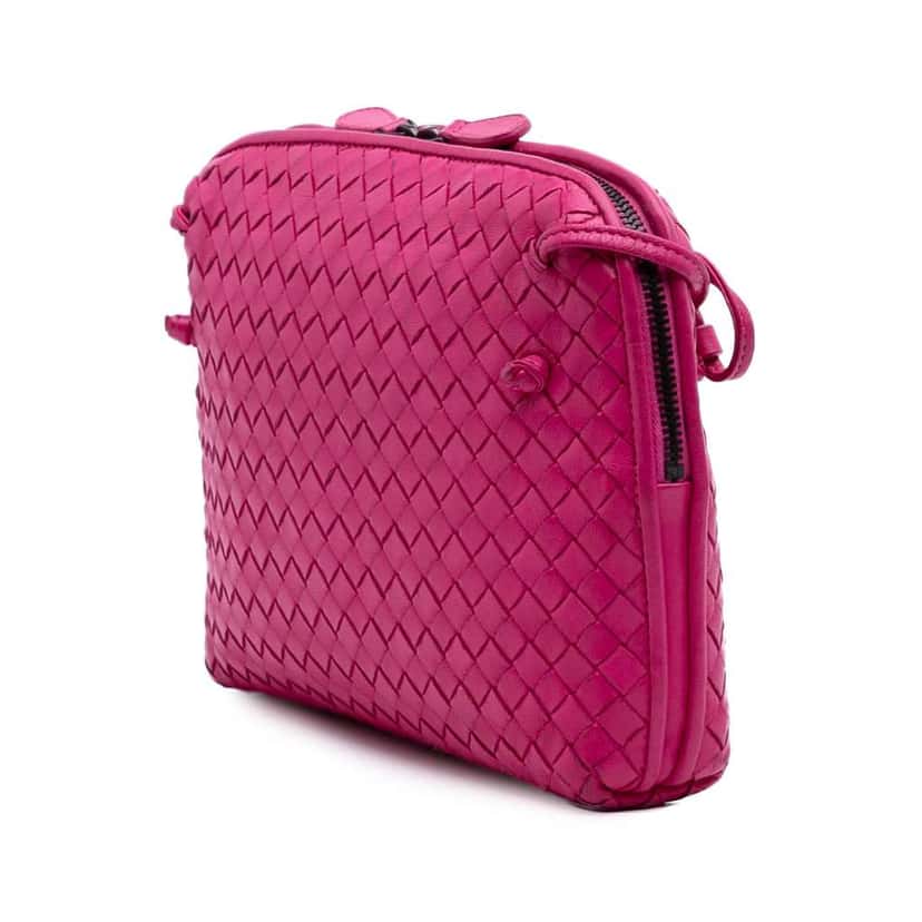 Bottega Veneta Nappa Intrecciato Nodini Crossbody Pink Leather Very good condition - Back View