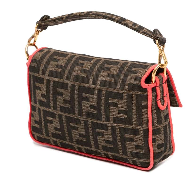 Fendi Mini Zucca Canvas 1974 Roma Amor Baguette Crossbody Brown Canvas Good condition - Back View