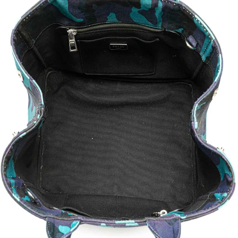 Prada Canvas Camouflage Canapa Logo Satchel Blue Canvas Good condition - Model View