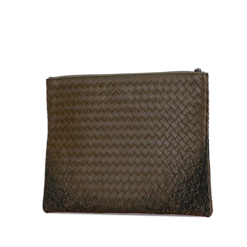 Bottega Veneta Nappa Intrecciato Stitched Clutch Brown Leather Good condition - Back View
