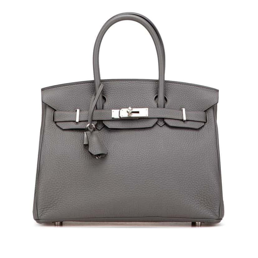 Hermès Togo Birkin Retourne 30 Grey Leather Good condition - Front View