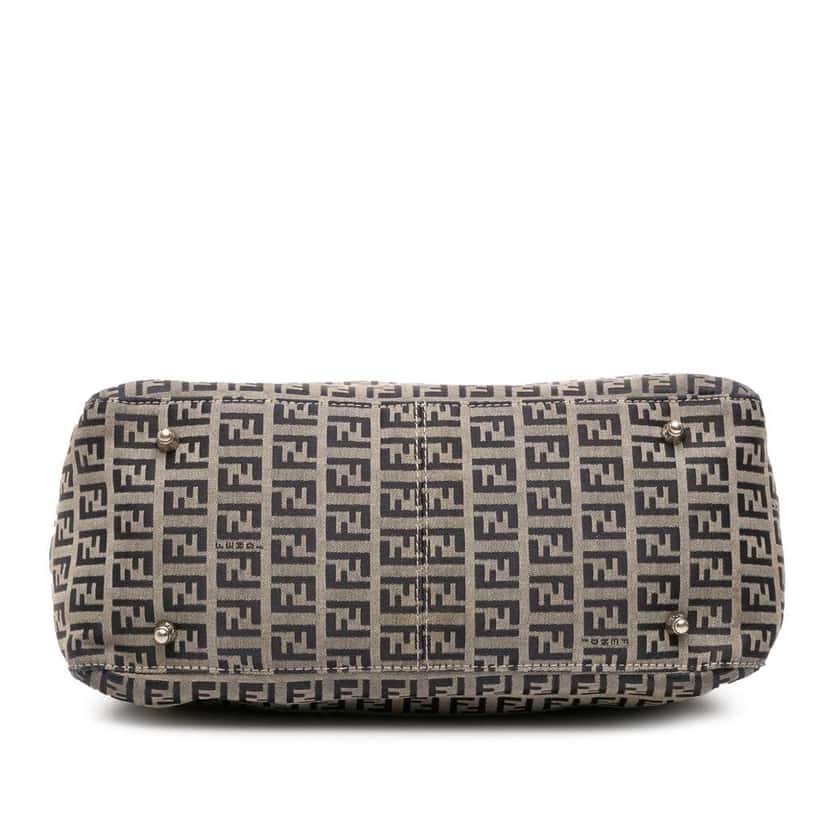 Fendi Small Zucchino Canvas Twins Tote Grey Canvas Good condition - Inside View