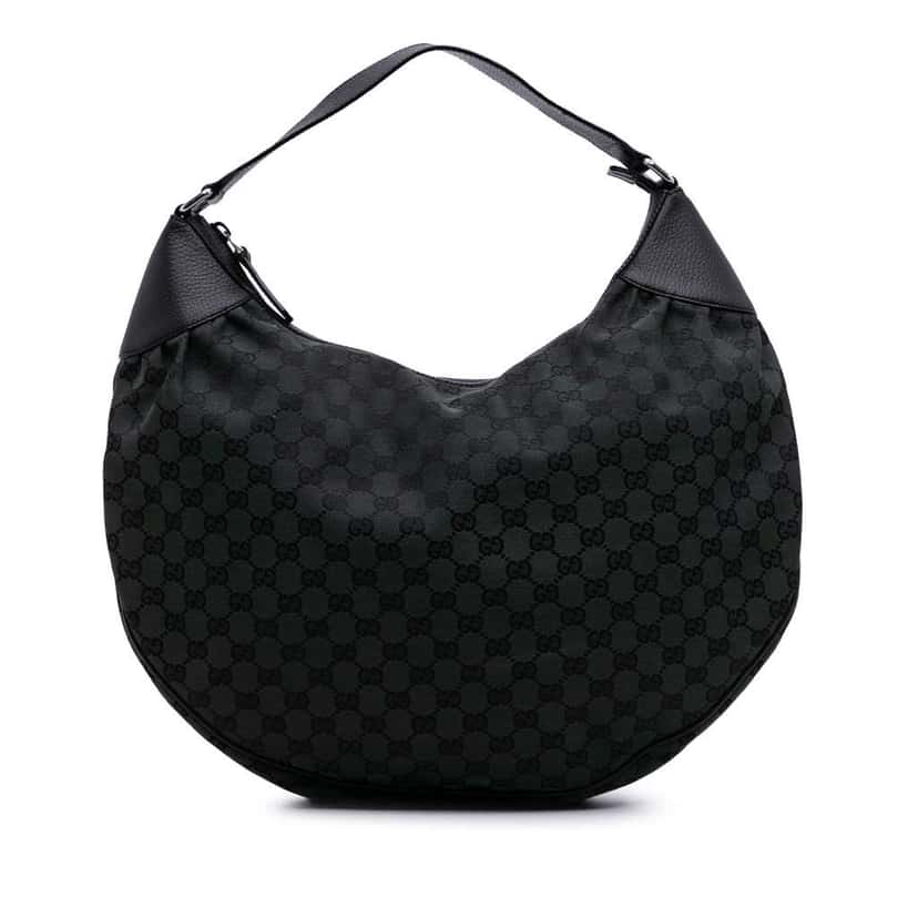Gucci Large GG Canvas Half Moon Hobo Green Canvas Good condition - Front View
