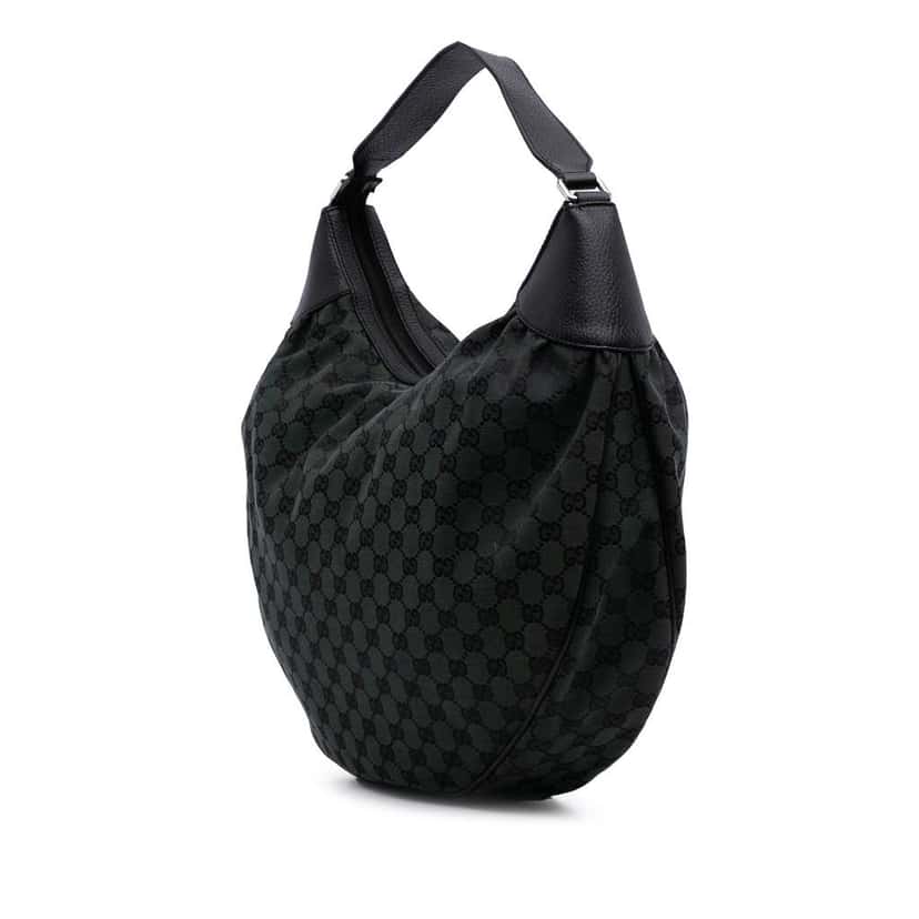 Gucci Large GG Canvas Half Moon Hobo Green Canvas Good condition - Back View