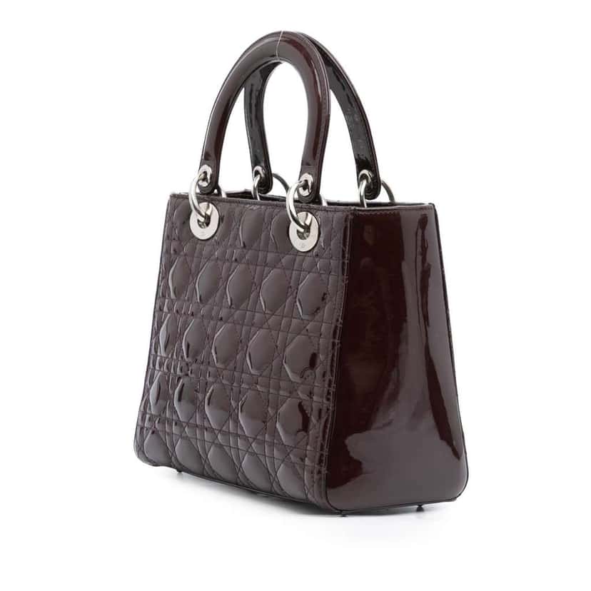 Dior Medium Patent Cannage Lady Dior Purple Leather Good condition - Back View