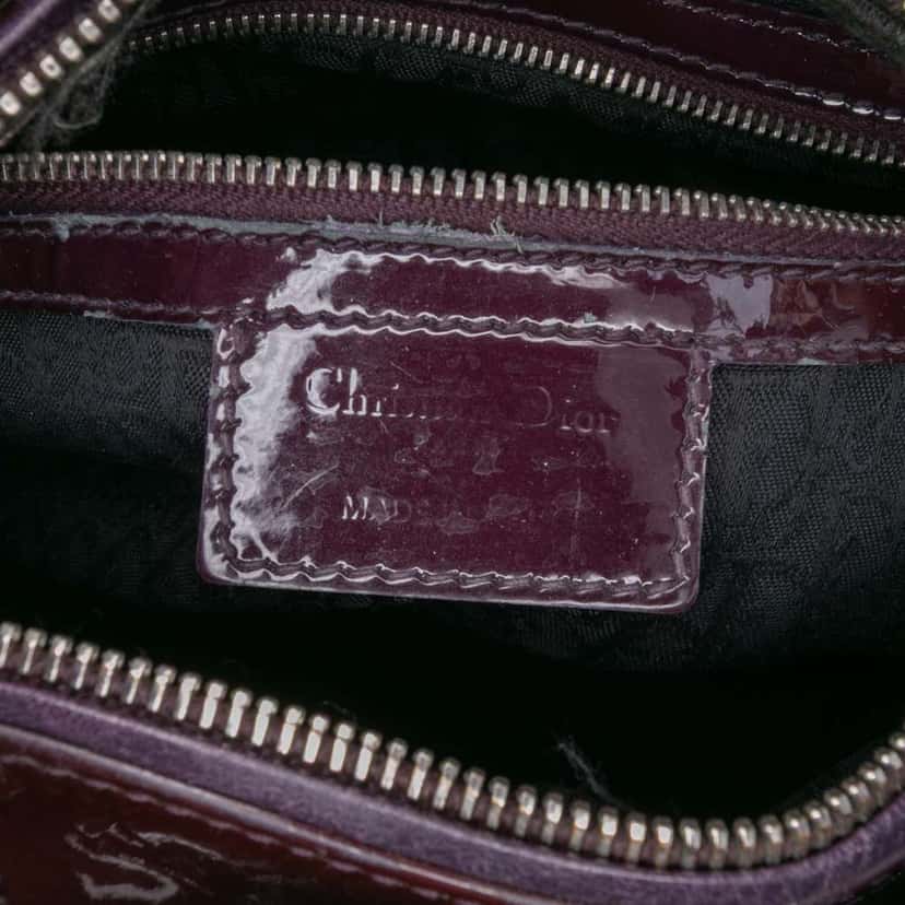 Dior Medium Patent Cannage Lady Dior Purple Leather Good condition - Box View