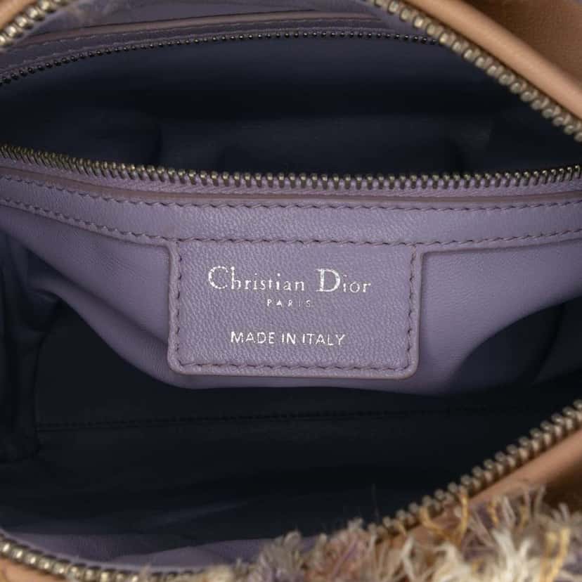 Dior Medium Tweed Cannage Fringe Lady Dior Brown Tweed Good condition - Box View
