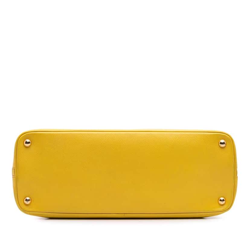 Prada Large Saffiano Lux Promenade Satchel Yellow Leather Good condition - Inside View