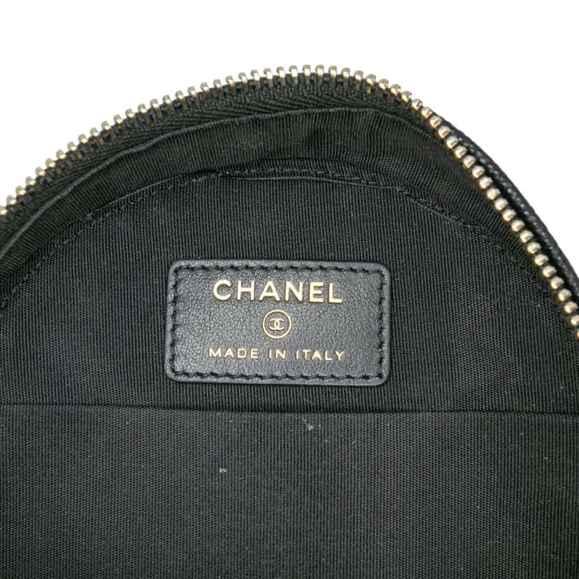 Chanel Caviar CC Filigree Round Clutch with Chain Black Leather Good condition - Box View