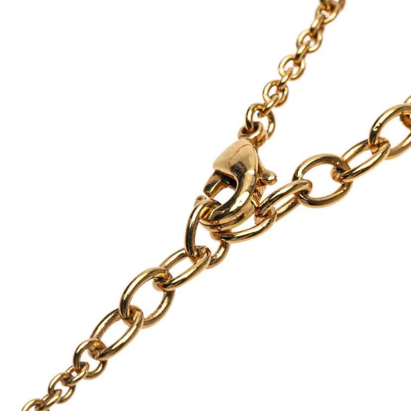 Louis Vuitton Gold Plated LV Crystal Iconic Pendant Necklace Gold Metal Good condition - Model View