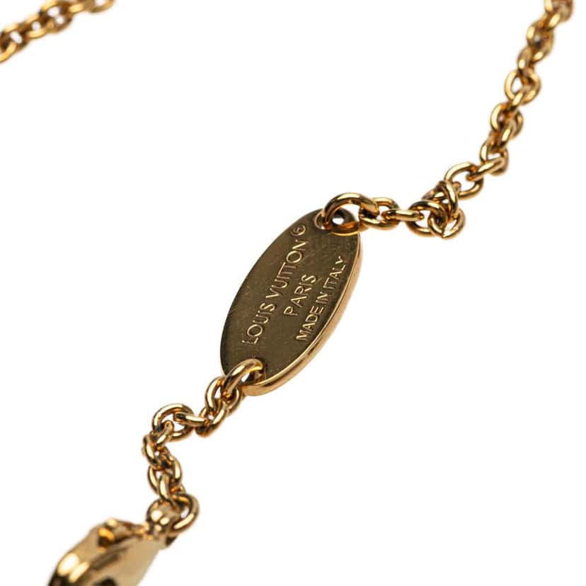 Louis Vuitton Gold Plated LV Crystal Iconic Pendant Necklace Gold Metal Good condition - Box View