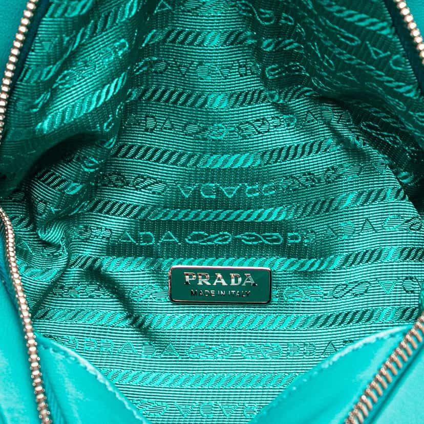 Prada Nappa Padded Signaux Triangle Satchel Blue Leather Good condition - Model View