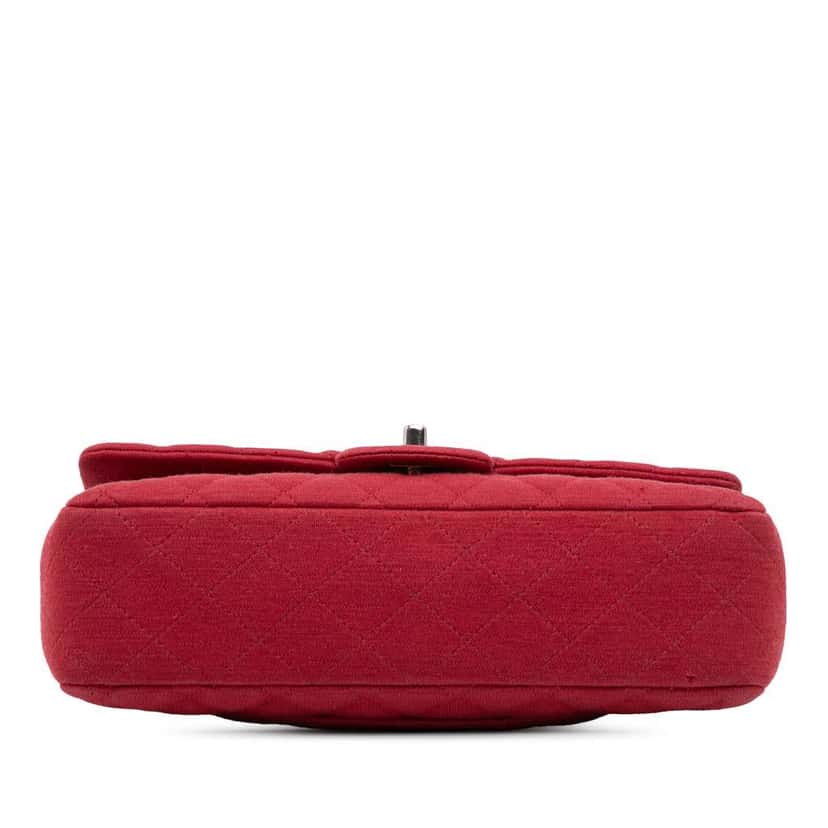 Chanel Medium Classic Jersey Double Flap Red Cotton Good condition - Inside View