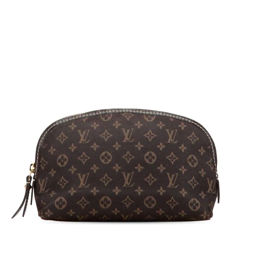 Louis Vuitton Monogram Mini Lin Cosmetic Pouch Brown Canvas Good condition - Front View